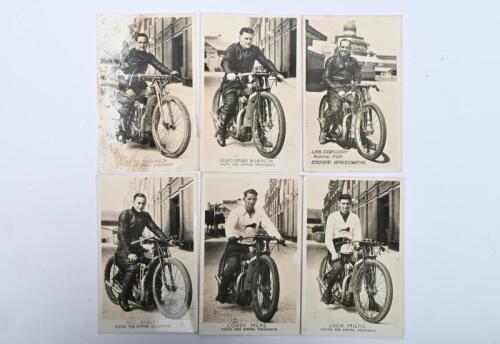 EMPIRE SPEEDWAYS: A collection of black and white post cards of Empire Speedways riders. Vic Huxley, Cordy Milne, Jack Milne, Cliff Parkinson pictures