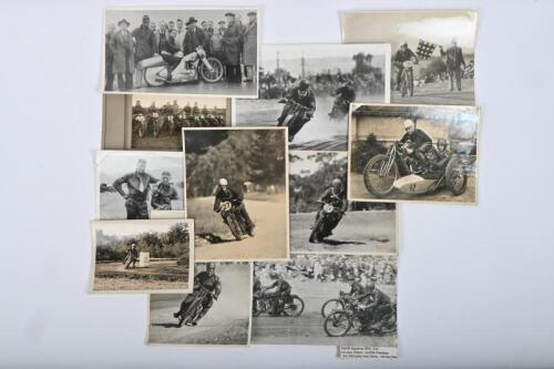VINTAGE MOTOR CYCLES: A collection of vintage black and white pictures predominantly&nbsp;of Speedway racing. Interclub T.T at Blacktown&nbsp;picture, with the&nbsp;1937 West MCC including members Don Bain, Tom Wade, Leo Tobin
