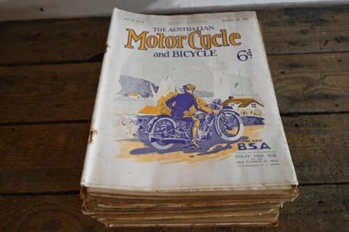 MOTOR CYCLE: A collection of early Motor Cycle&nbsp;magazines, 1919 to 1928, including a 1927&nbsp;Australian Motor Cycle and Bicycle magazine, approx.19 magazines