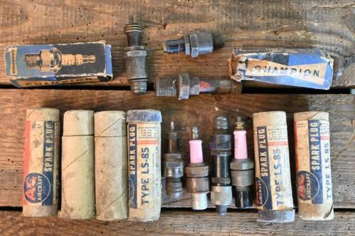SPARKPLUGS: A collection of mainly NOS sparkplugs, comprising six AC Aircraft Type LS-85, two Champion&nbsp;brand and five others