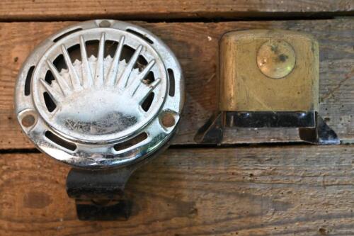 HORN: An early motorcycle horn, together with a Lucas brass covered Type MGR2 6V regulator, stamped 370978, 10-51&nbsp;