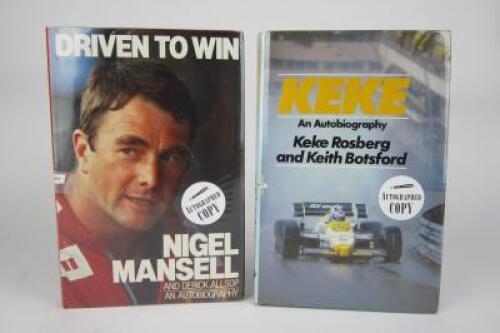 1980s F1: Two signed autobiographies on Keke and Mansell (signed by each driver)