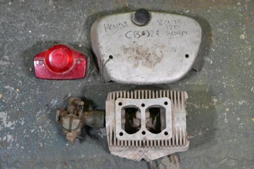 HONDA: A CB92 aluminium&nbsp;head, CB92E side cover, together with a Kei Hin carbie&nbsp;and&nbsp;Stanley 'HM-12&nbsp; RC'&nbsp;tail&nbsp;lamp.