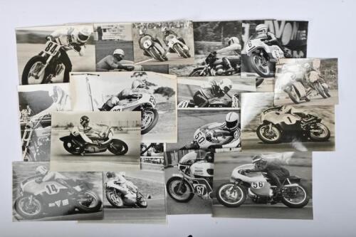 1970's MOTORCYCLE RACING: A collection of black and white predominantly Australian 1970's motor cycle racing images. Images include Ron Toombs at Oran Park & W.Horsman on a 350cc Yamaha