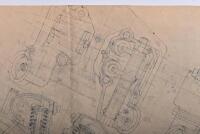 PHIL IRVING/VINCENT: Phil Irving&rsquo;s personal printed copy of his experimental Vincent design engine drawing, labelled by Irving in black ink to reverse &ldquo;8-Valve Vincent (Preliminary Layout)&rdquo; - 8