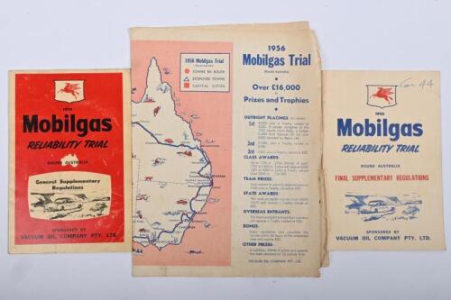 IRVING/1956 MOBILGAS RELIABILITY TRIAL: Three items from the 1956 Mobilgas RELAIBILITY TRIAL. Potential Phil Irving entry