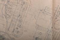 PHIL IRVING/VINCENT: Phil Irving&rsquo;s personal printed copy of his experimental Vincent design engine drawing, labelled by Irving in black ink to reverse &ldquo;8-Valve Vincent (Preliminary Layout)&rdquo; - 9