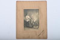 MOTOR CYCLES: A group of publicity&nbsp;photographs of various early&nbsp;motor cycling scenes. Harry Noad with B.S.A & 'WHIFFLING CLARA' Supercharged Velocette pictures - 4