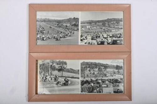 BATHURST: Four period photos of Hell Corner at Bathurst from 1947, 1950, 1956, and circa 1960, each 27 x 57cm overall