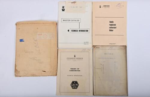 PHIL IRVING/WEBER: A collection of 1960's WEBER documents used by Phil Irving. 'Idle Jet' document set signed by Phil Irving