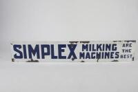SIMPLEX: A Simplex Milking Machine enamel sign.
