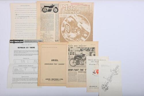 PHIL IRVING/2 STROKES: A collection of documents pertaining to two strokes and racing with particular details relating to Ariel. 1961 Ariel Motors Ltd Data Sheet with suggested modifications to 247cc Twin Two Stroke Engine Unit - To Increase Power Output
