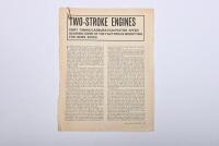 PHIL IRVING/2 STROKES: A collection of documents pertaining to two strokes and racing with particular details relating to Ariel. 1961 Ariel Motors Ltd Data Sheet with suggested modifications to 247cc Twin Two Stroke Engine Unit - To Increase Power Output - 7