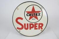 CALTEX: An early 'Caltex Super' enameled red and white sign.