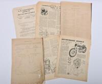 PHIL IRVING/2 STROKES: A collection of documents pertaining to two strokes and racing with particular details relating to Ariel. 1961 Ariel Motors Ltd Data Sheet with suggested modifications to 247cc Twin Two Stroke Engine Unit - To Increase Power Output - 15