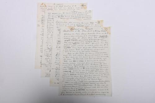 IRVING/REDEX, MOBILGAS: Hand written pages by Phil Irving giving recollections of Redex Trials and Mobilgas Rallies