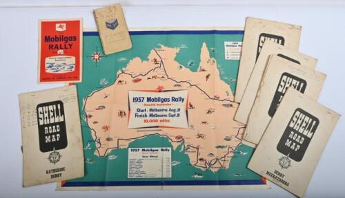 IRVING/1957 MOBILGAS&nbsp;RALLY: A group of documents related to the 1957 Mobilgas Rally. Maps, guides, daily rally note book.