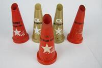 CALTEX: Five plastic 'Caltex' oil bottle pourers.