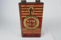 CALTEX: A 'Caltex RPM Delo Lubricating Oil' five litre oil can, with screw lid. - 2