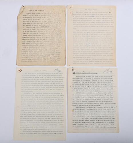 IRVING/VINCENT: A small collection of typed drafts for various Phil Irving articles. 'PREFACE TO V-TWINS' & 'RECOLLECTIONS OF THE MELBOURNE MOTORDROME' draft sets with Phil Irving signatures