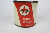 CALTEX: A sealed can of 'MARFAK All purpose' grease, Australian made.