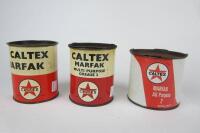 CALTEX: Three cans of 'Caltex Marfak' grease.