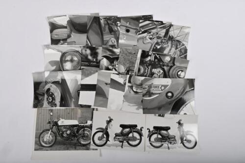 IRVING/YAMAHA: A quantity of black and white Yamaha&nbsp;pictures. 1970's Yamaha V70 (POSI-FORCE), model and close up model part shots & 1966 125cc Yamaha twin-cylinder, two-stroke picture