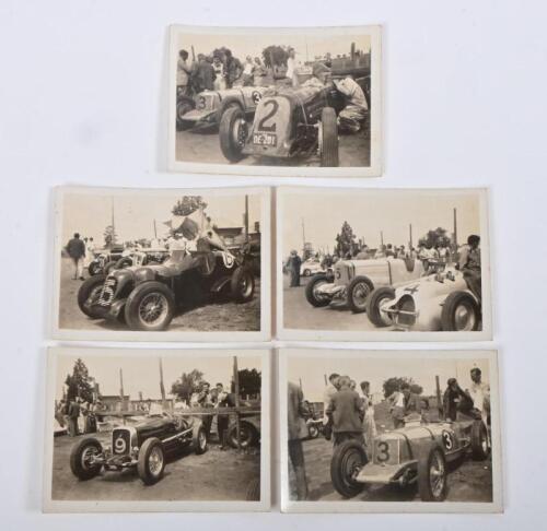 IRVING/BATHURST 1947: A collection of five photographs of racing cars from Bathurst 1947. Car number 4 Ron Ewing's Buick 3.8l Special and Lex Davison's 38/250 & Jack Murray's Ford V8