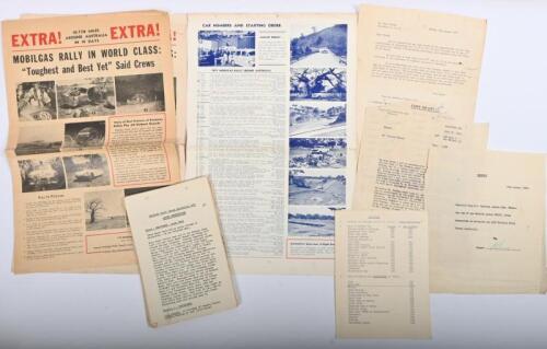IRVING/1957 MOBILGAS RALLY: A collection of items related to Phil Irving navigating a Citroen D.S 19&nbsp;in the 1957 Mobilgas Rally. Correspondence, Control Sheets, Results details