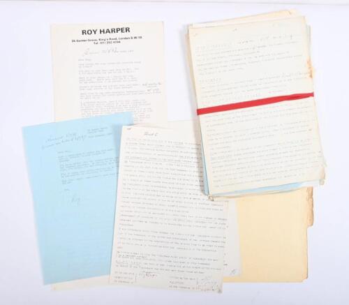 IRVING/HARPER: A collection of correspondence between Phil Irving and publisher Roy Harper. Letters discuss publication of Irving's books