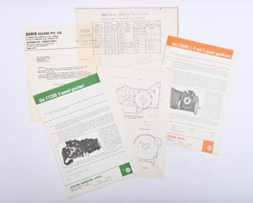 IRVING/HEWLAND: A collection of Hewland&nbsp;Engineering Gearbox information data sheets, including transaxle gearbox units
