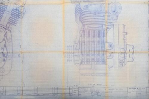 WESLAKE: A WESLAKE & CO. LTD, 1976 die line print of a 'G.A Weslake Vee Twin' (WRP 345 - 4003)