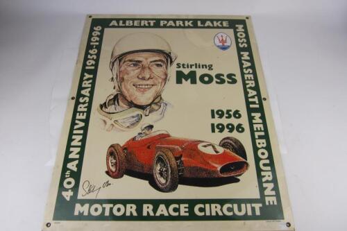 STIRLING MOSS: A limited edition commemorative enamel sign