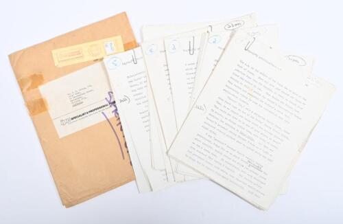 IRVING/WILLOUGHBY: A draft copy by Vic Willoughby of 'My Privilege' for Osprey Publishing