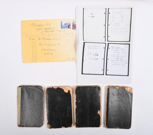 IRVING/NOTEBOOKS: A collection of four black covered notebooks with notations by Phil Irving, mostly concerned with motorcycles including Vincent, Velocette. Superb reference material