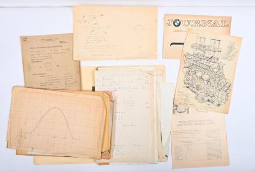 IRVING/RACING ENGINES: A folder housing numerous articles, graphs, technical drawings relating to racing engines. Cosworth Type DFV information
