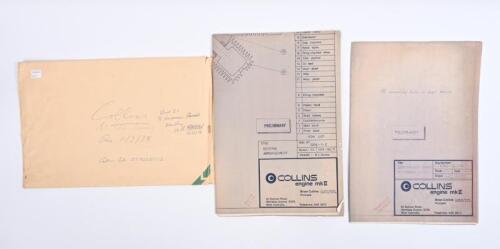 IRVING/COLLINS ENGINE: Two technical drawings of the COLLINS engine mkII. 1970's