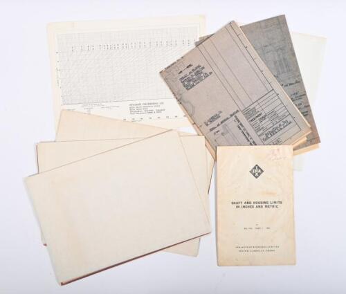 IRVING/BORG&BECK: A group of&nbsp;&nbsp;installation drawings by BORG & BECK. Copy of 'SHAFT AND HOUSING LIMITS IN INCHES AND METRIC' front signed by Phil Irving