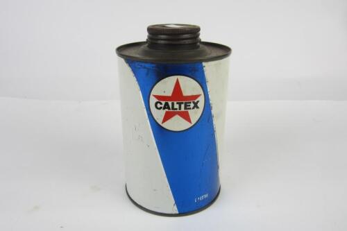 CALTEX:&nbsp; A 'Caltex' 1 Litre oil can with blue stripe, screw lid
