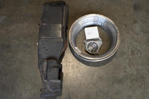 CAMARO: One Camaro SS Super Sport gas cap, one heater box shell. Three wheel trims