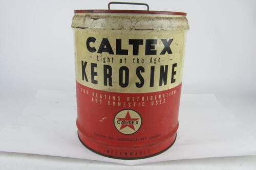 CALTEX: A 'Caltex Light of the Age Kerosine - For Heating Refrigeration And Domestic Uses ' drum