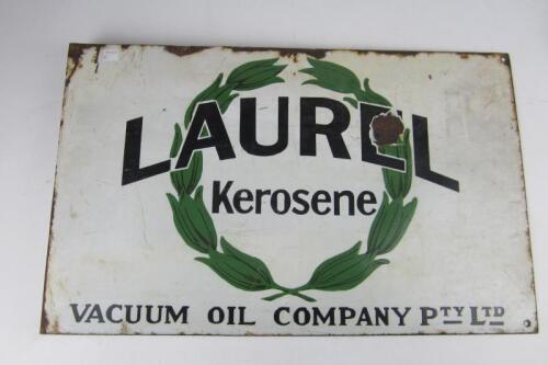LAUREL: A double sided wall mount enamel sign &lsquo;Laurel Kerosene