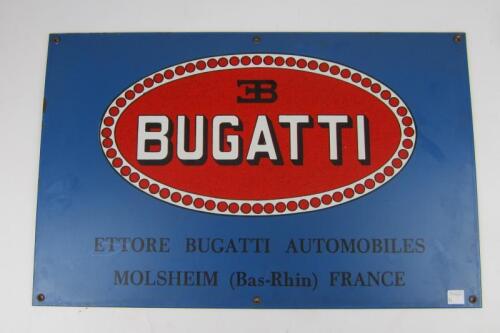 BUGATTI: A reproduction Bugatti enamel sign - 'Ettore Bugatti Automobiles Molsheim (Bas-Rhin) France'