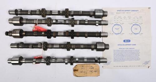 MG: "T SERIES". Four used camshafts. One reground mild spec camshaft.