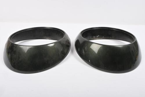 PORSCHE: 911. One pair left hand drive headlight rims in dark green.