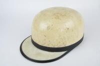 HELMET: A 1950s racing helmet with peak by Vanguard England