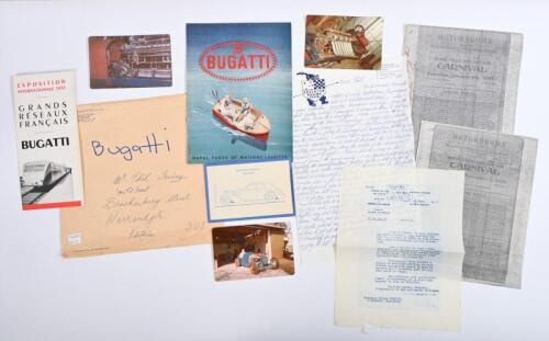 IRVING/BUGATTI: An interesting set of items relating to Bugatti. Brochures, "BALLOT 8" colour pictures