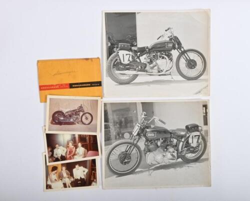 IRVING/RAPIDE: Two black and white original press/marketing photographs&nbsp;of a Vincent Rapide as used in the United States, circa 1950's. Colour 1962 Vincent picture