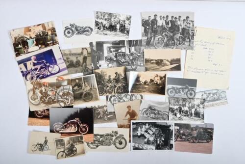 IRVING/MOTORCYCLES: A quantity of motorcycle images. Easter 1927 image from Warragul&nbsp;featuring Phil Irving and Alan Bruce & 1934 'Bench Testing Reading of 500 Twin' notes by Irving