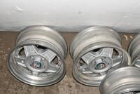 ALFA ROMEO: A set of five Simmons B-45 15 x 7.5 alloy racing wheels with Alfa Romeo livery grease cap, removed from a Montreal. Can be used on a wide range of cars - 7